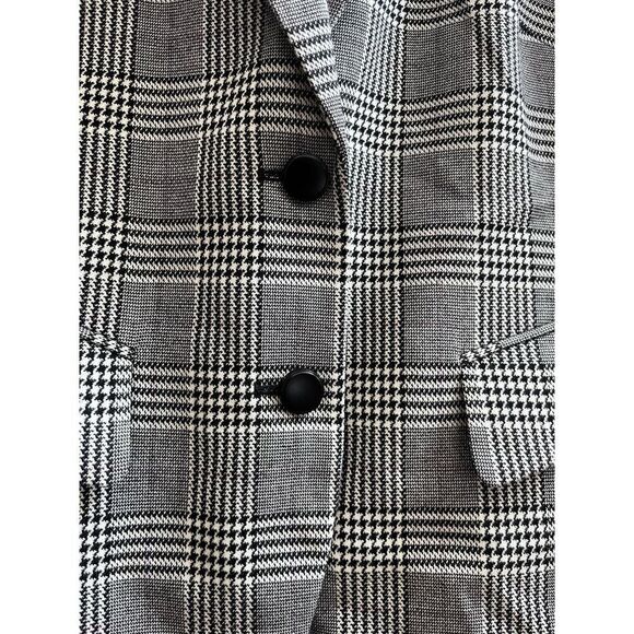 Tahari Arthur S Levine Flaw Glen Chek Pattern Ruffle Cuff Button Blazer Size 6 - Picture 4 of 12